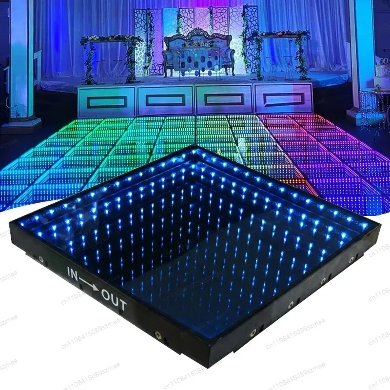 

50x50x6cm Magnetic Interactive LED Floor Tile 3D Infinity Light with Remote Portable DJ Dance Light for Wedding Party Stage