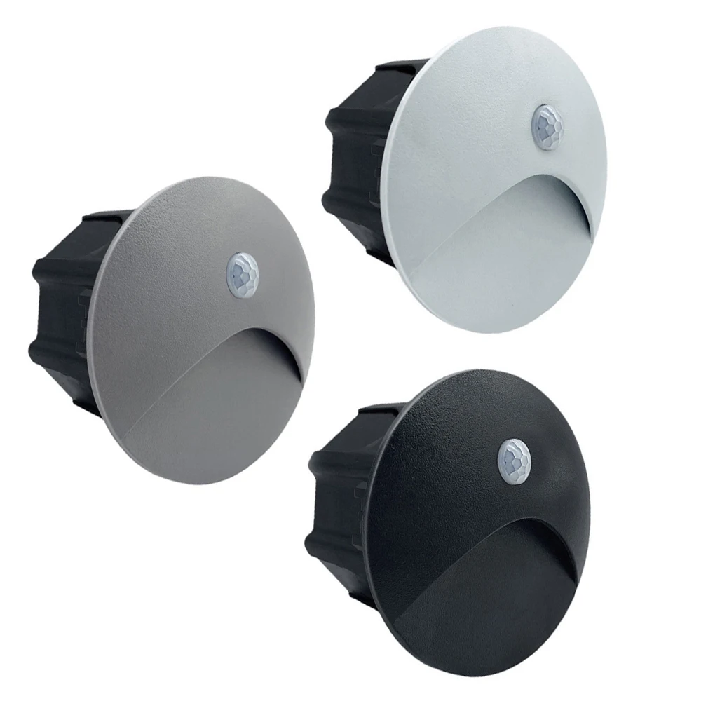 Outdoor Indoor 3W LED Step Light Waterproof Stair Wall Sconce Embedded Deck Footlights Human Body Sensor Garden Night Lamp