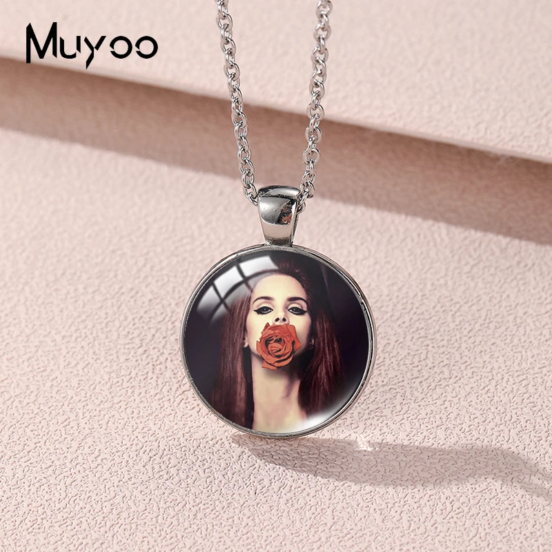 2023 New Singer Lana Del Rey Pendant Necklace Round Photo Necklaces Glass Dome Jewelry Gifts