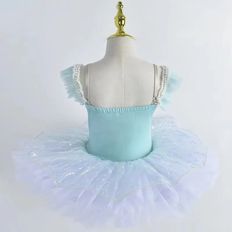 Saia de balé com lantejoulas bufantes para meninas, tutu profissional para crianças, performance de dança de cisne, vestido de princesa infantil