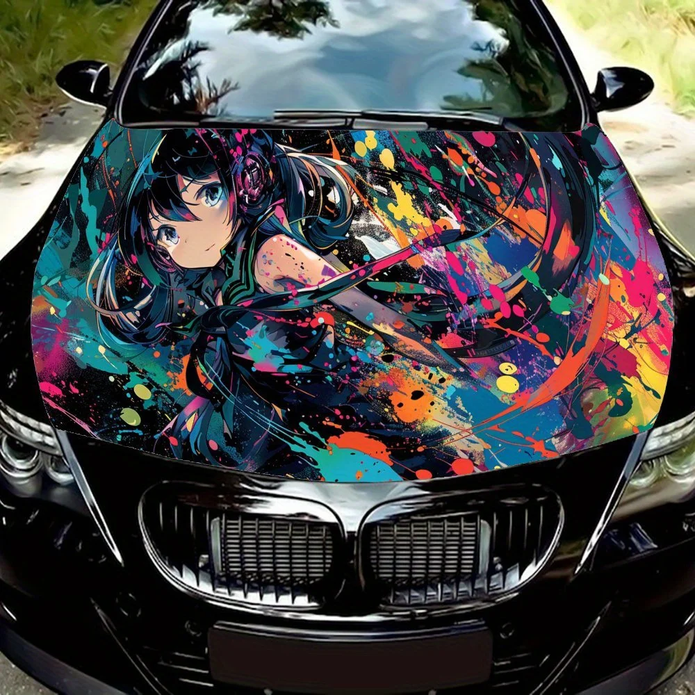 

Gorgeous Painted Girl Anime - style Car Hood Wrap Color Vinyl Sticker Truck Graphic Bonnet Auto Accessories Decoration Decal Gif