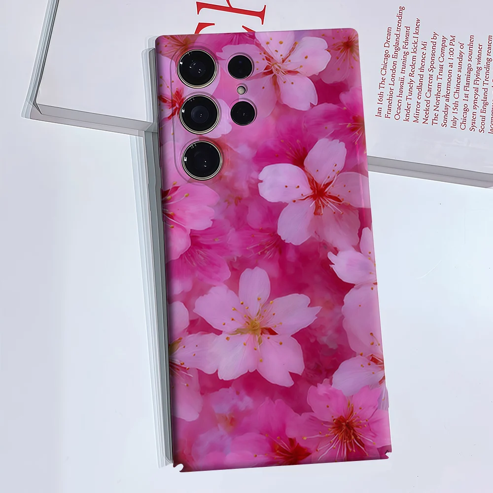 Cherry Blossom Phone Case for Samsung Galaxy S26 S25 S24 S23 Ultra Plus Luxury Double-layer anti-fall Back Cover