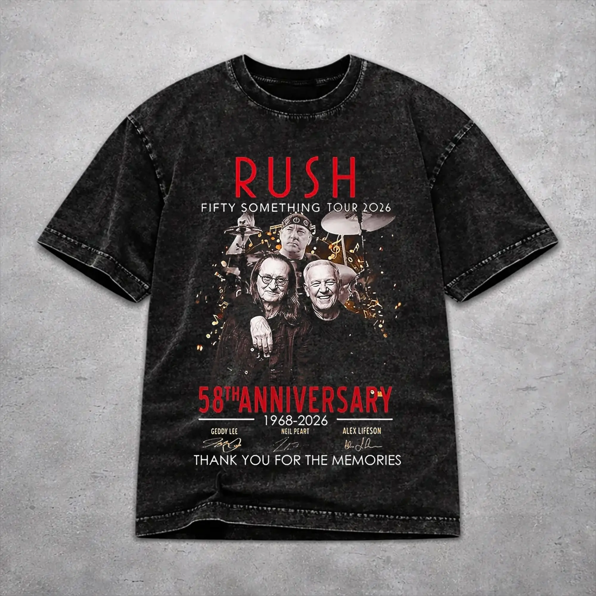 Vintage Rush Band Tour 2026 Merch T Shirt for Men Women  Cotton Washed Tee Shirts Clothes