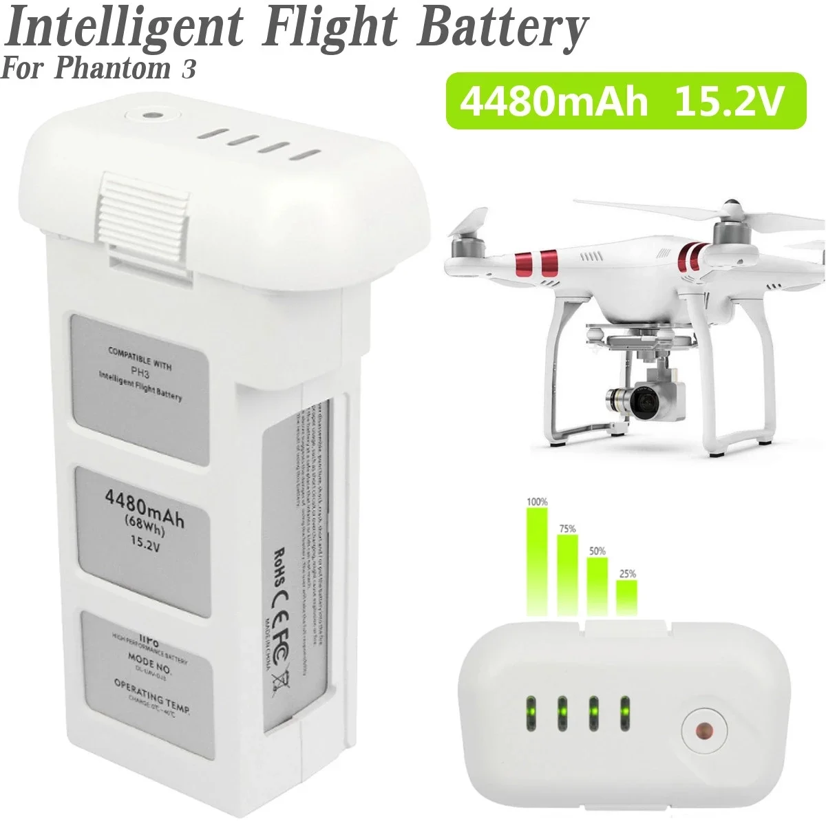 Batería 15.2v 4480mah Para Dji Phantom 3 Estándar Pro 4k Se Batería 15.2v 4480mah Para Dji Phantom 3 Estándar Pro 4k Se