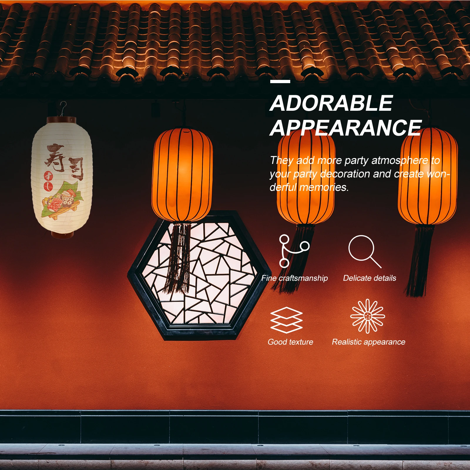 

Silk Lantern Asian Lanterns Traditional Japanese Hanging Ornaments Wrought Iron Decorative Indoor Outdoor