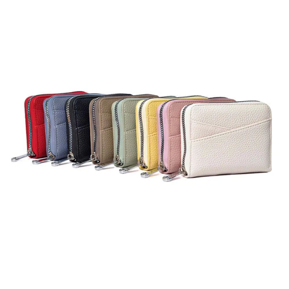 

Zipper Waterproof PU Zero Wallet Sewn Korean Style Simplified Purse Multiple Card Slots Solid Color Mini Coin Pouch Outdoor