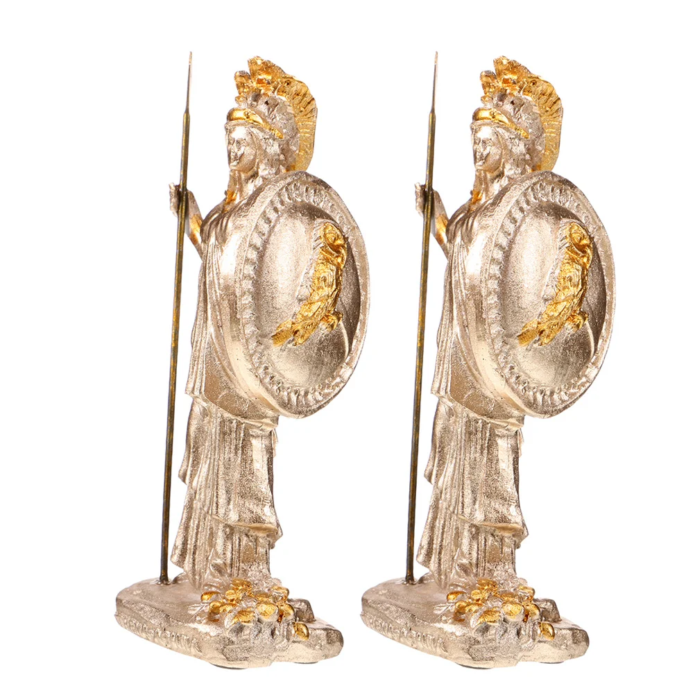 

2Pcs Goddess Sand Art Lightweight Athena Statue Resin Home Decor Sculpture for Bookshelf Desk Ancient Mythology Collection