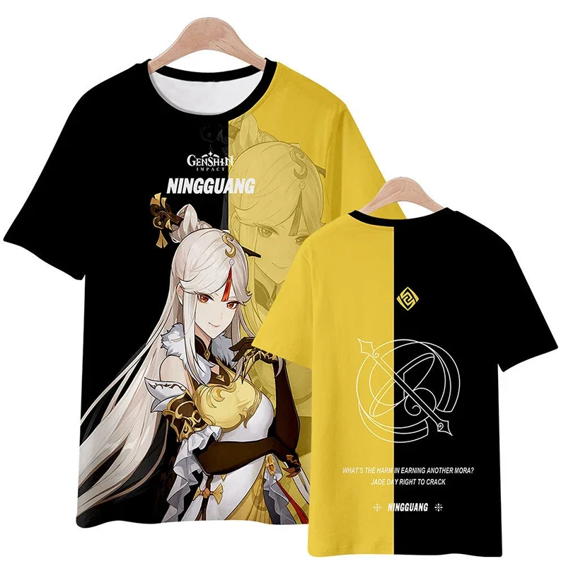 2024 New Summer Anime Game 3D Printing Loose Comfortable Breathable O Collar Shirt Street Harajuku Casual T-shirt Clothing