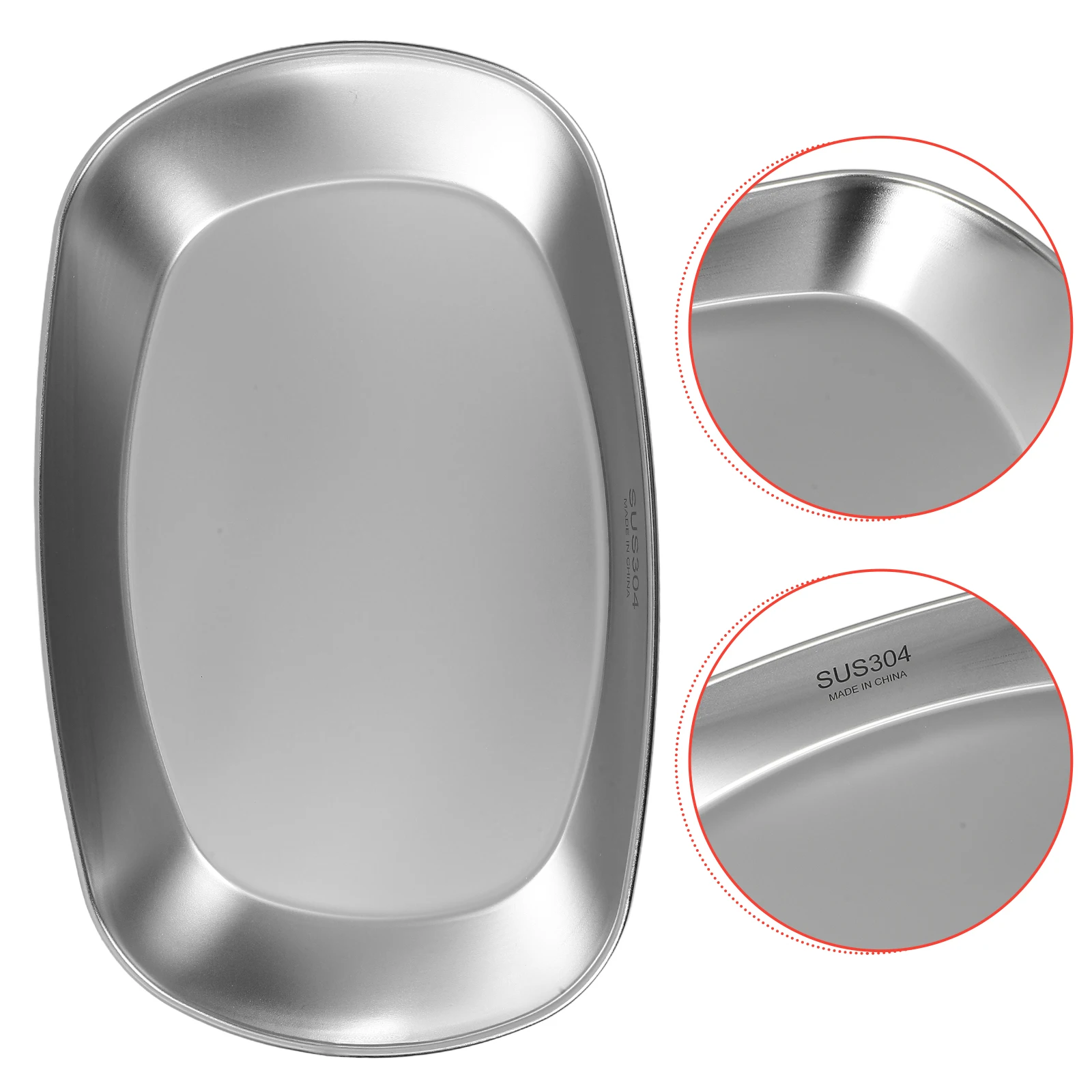 

Stainless Steel Barbecue Pan Kitchen Plate Serving Platter Reusable Fruit Dish Dining Pasta Smooth Surface Easy Clean Metal Food