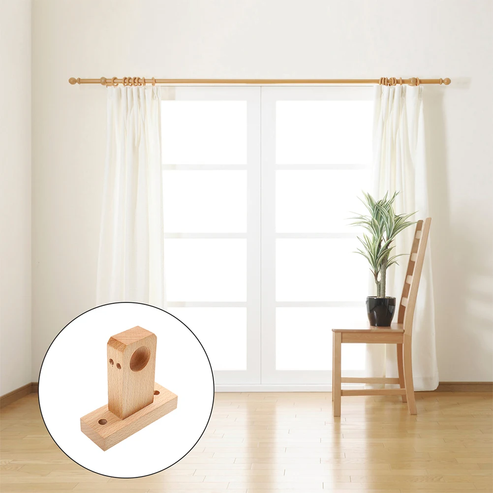 

2pcs Wooden Curtain Rod Bracket Holder Wall Mount For Curtain Pole Drapery Rod Support Sturdy Easy Install Home Decor Fixtures