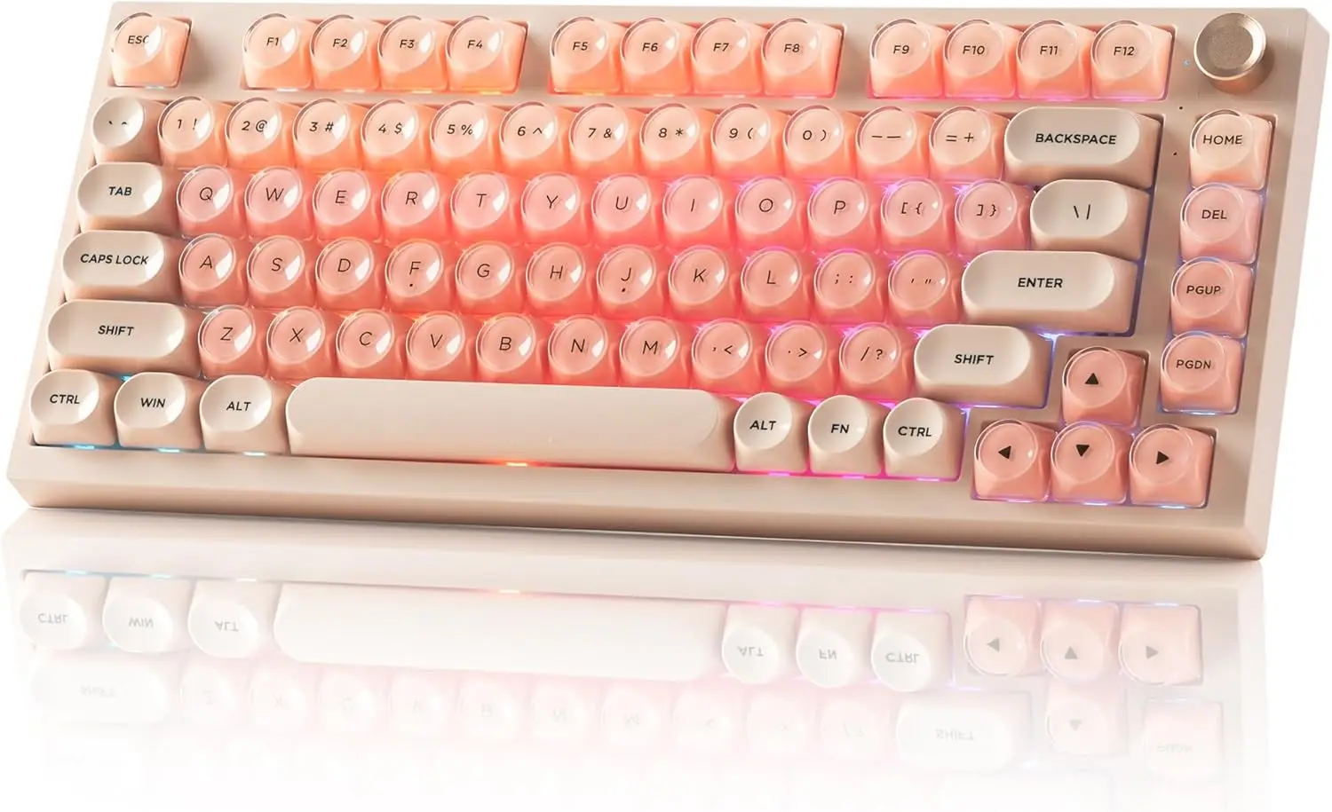 

Беспроводная механическая клавиатура WK75 с ручкой, 75% розовый кремовый, с возможностью горячей замены, предварительно смазанная, крепление на прокладке, колпачки для клавиш MOA Jelly, RGB Bac