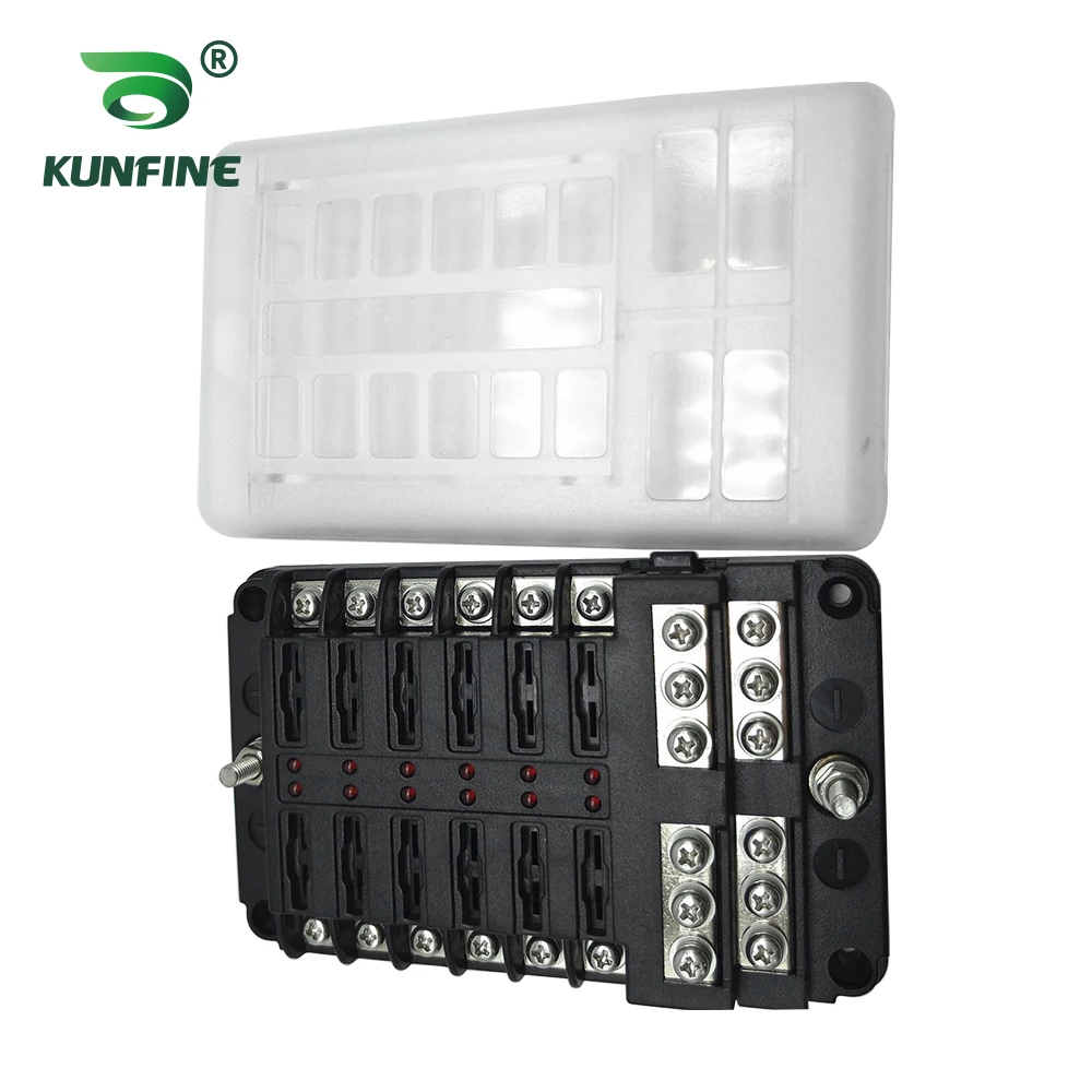 Soporte de caja de fusibles, bloque de fusibles de 12 vías 100A para coche todoterreno, RV, autobús, yate, barco
