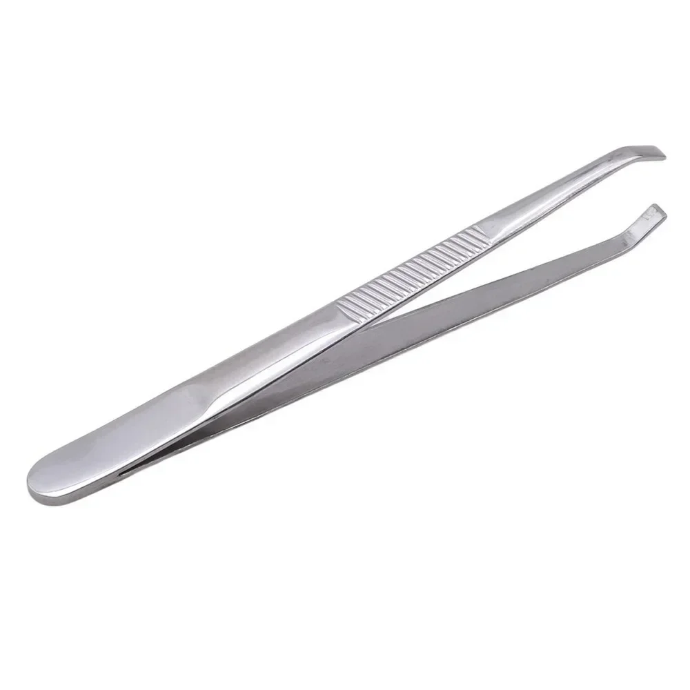 Pinzas de maquillaje para pestañas y cejas, punta plana inclinada de acero inoxidable, herramientas de belleza para depilación Facial, 1 Uds.