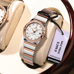 POEDAGAR Luxury Women's Watches Elegant Fashion Original Quartz Watch for Ladies Waterproof Luminous Date Wristwatch Ripple Dial