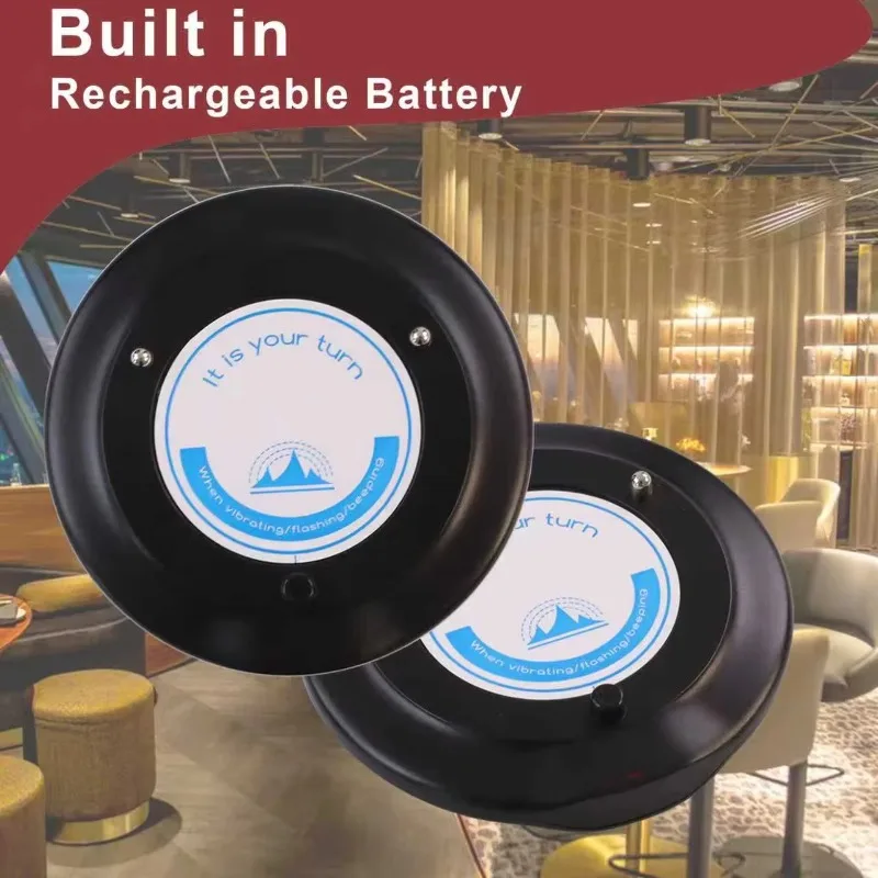 Waterproof Cafe Guest Queue Buzzer 10 Long Range Wireless Vibrating Beeper Paging System Restaurant Clinic view 3