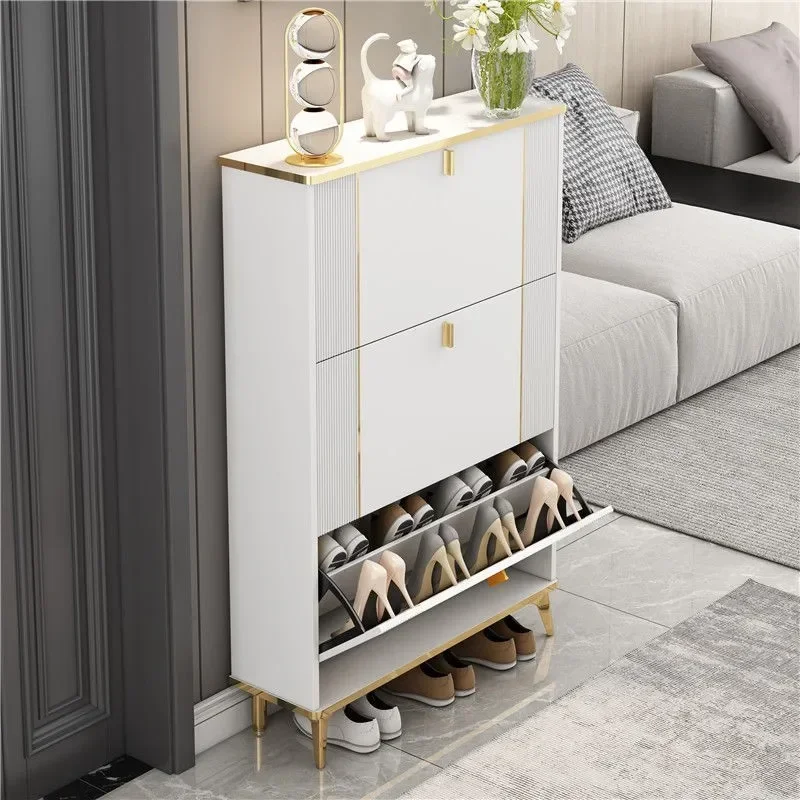 Ultra Thin Shoe Cabinets Modern Large Size Partition Space Saving Shoe Rack White Minimalist Organizador Living Room Furniture