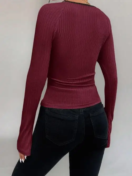 

Y2K Hot Girl Casual Long-Sleeve T-Shirt Women's Daily Clothing 2025 Autumn and Winter Temperament Female Fashion Sexy Slim Top