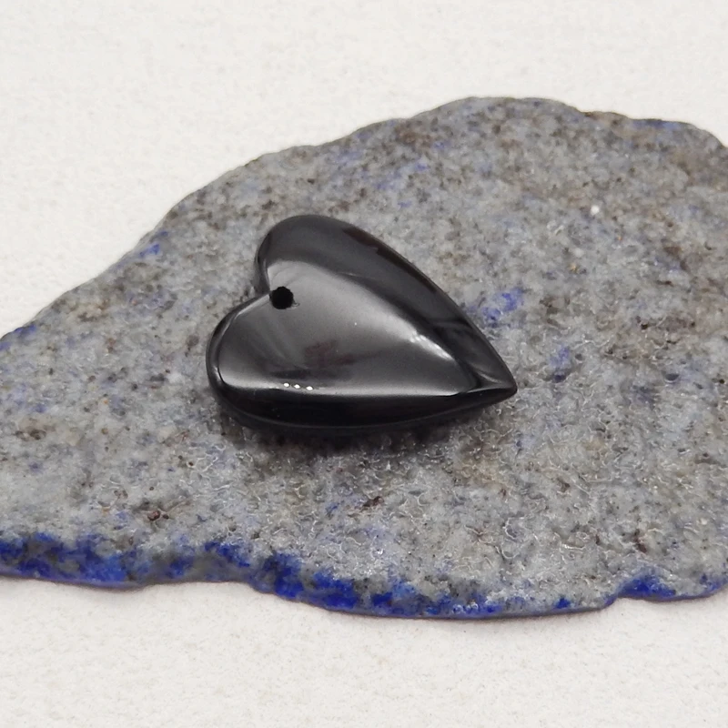 Cuenta colgante de corazón de obsidiana de piedra Natural, colgante de piedra semipreciosa para la fabricación de joyas, 27x23x6mm, 5g