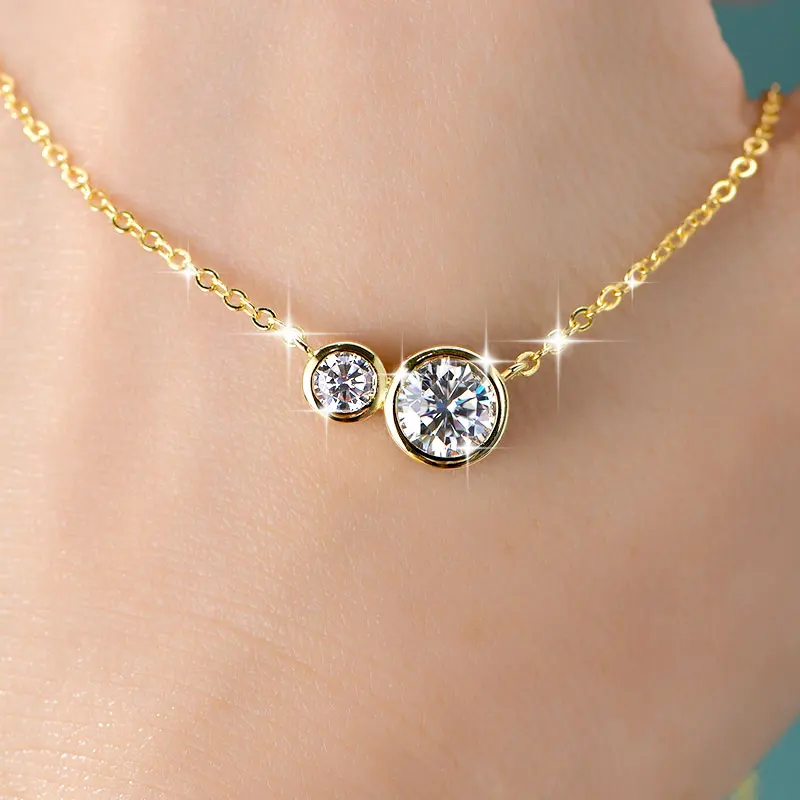 

Ehhai GRA Certified Full Moissanite Round Pendant Necklace Chain for Women 14K Gold Filled Neck Fine Jewelry Wedding Party Gifts