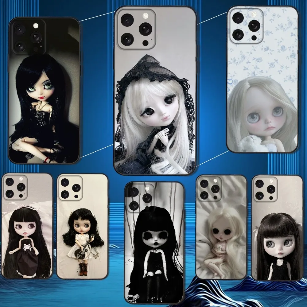 

Fashion doll Blythe Phone Case For iPhone 16,15,14,13,12,11 Plus,Pro Max,XS,X,XR,SE,Mini,8,7,Soft Silicone Black Cover