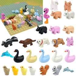 5PCS City MOC Animal Building Blocks Duck Cat Figures Bird Dog Accessories Small Particles Bricks Set Kid Toys Halloween Gifts