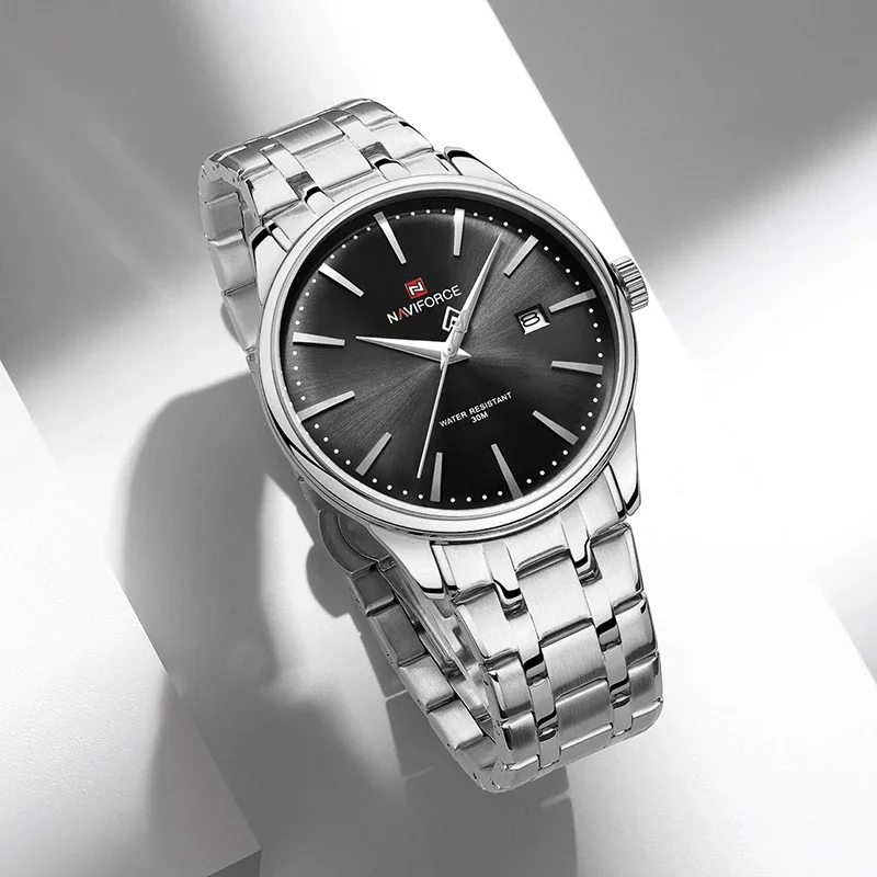 

NAVIFORCE мужские водонепроницаемые мужские часы с ремешком из нержавеющей стали модные деловые кварцевые наручные часы с календарем для NF9230 мужские часы