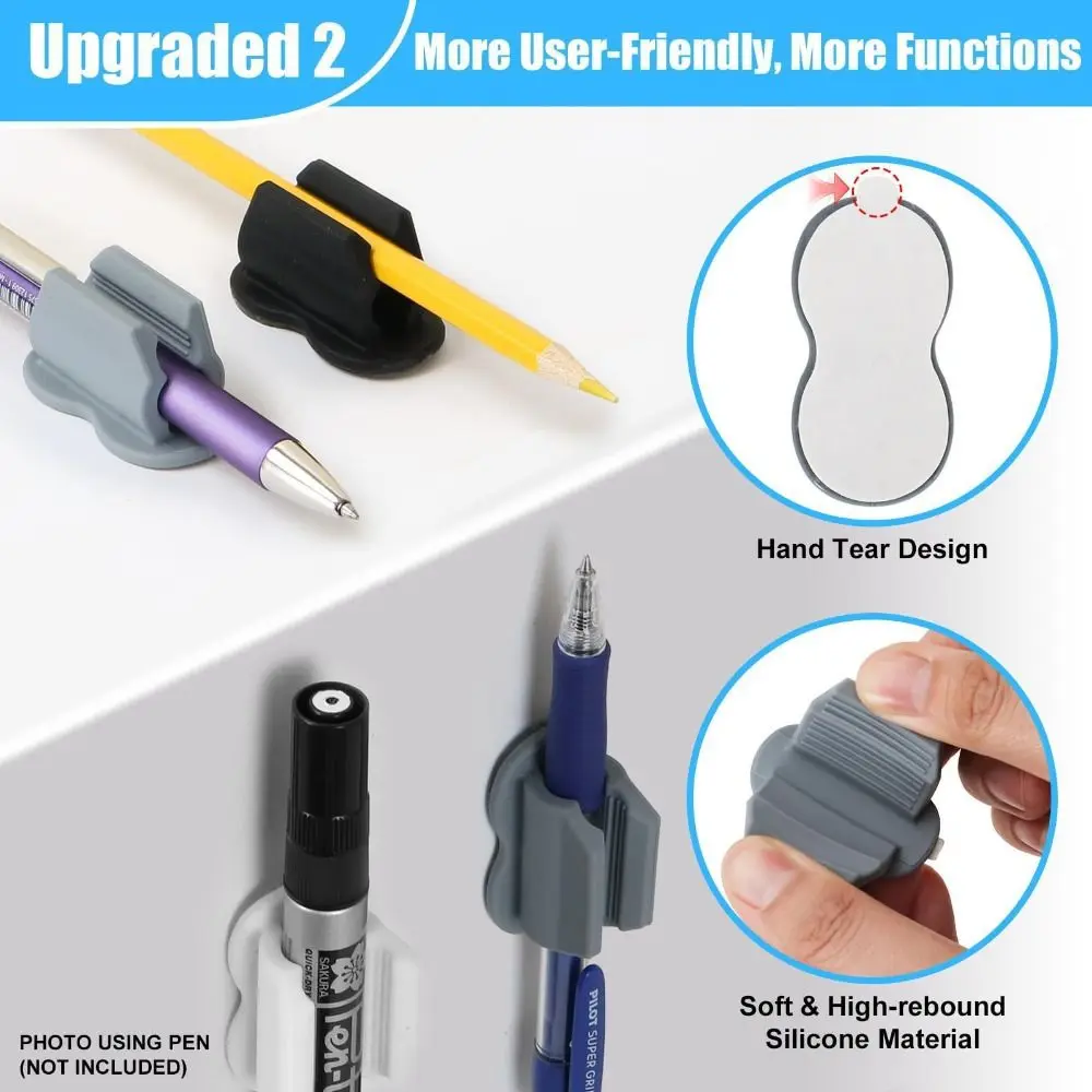 New Creative Pen Holder Silicone Self-Adhesive Pen Rack Anti-lost Anti-fall Storage Clip Marker Pen
