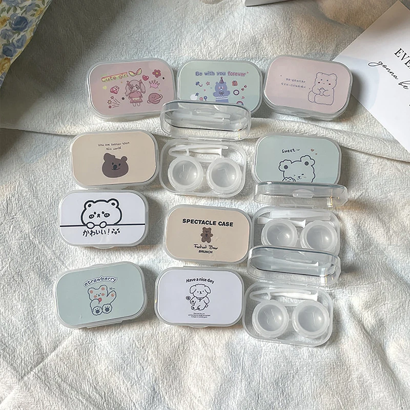 Contact Lens Box Prevent Leakage Cartoon Lens Cover Container Contact Lens Companion Box Eyes Care Portable Travel Gift