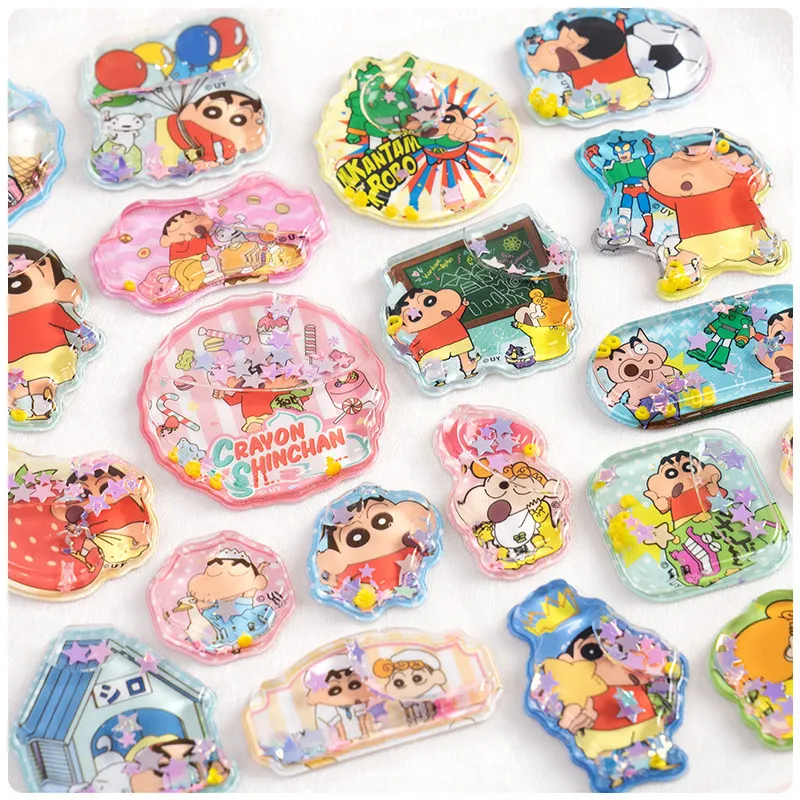 Japanese Crayon Shin chan Cartoon Anime 3D Water Filling Stickers for Children's Puzzle Water Filling Shake Stickers