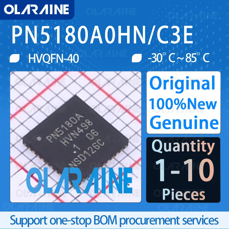 

1/5/10Pcs Original PN5180A0HN/C3E QFN-40 Wireless RF front-end integrated circuits frequency 13.56MHz voltage 3.3V IC chip