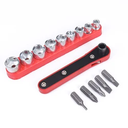 Dual-purpose screwdriver one word Phillips driver tool mini home batch head socket positive and negative ratchet wrench set