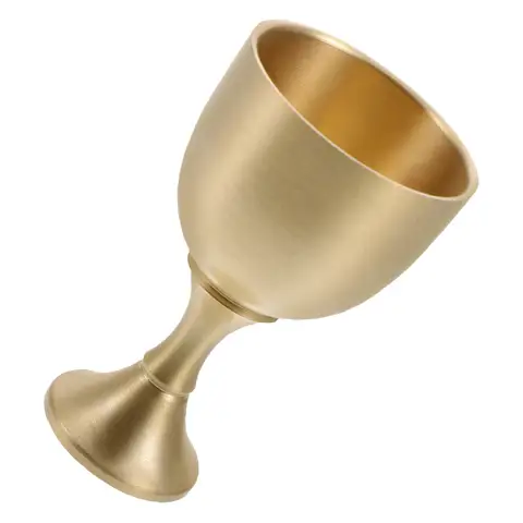 Cálice de Latão Dourado 30ml para Bebidas, Taça Gótica para Rituais Sagrados, Copo de Vinho para Casamento e Primeira Comunhão