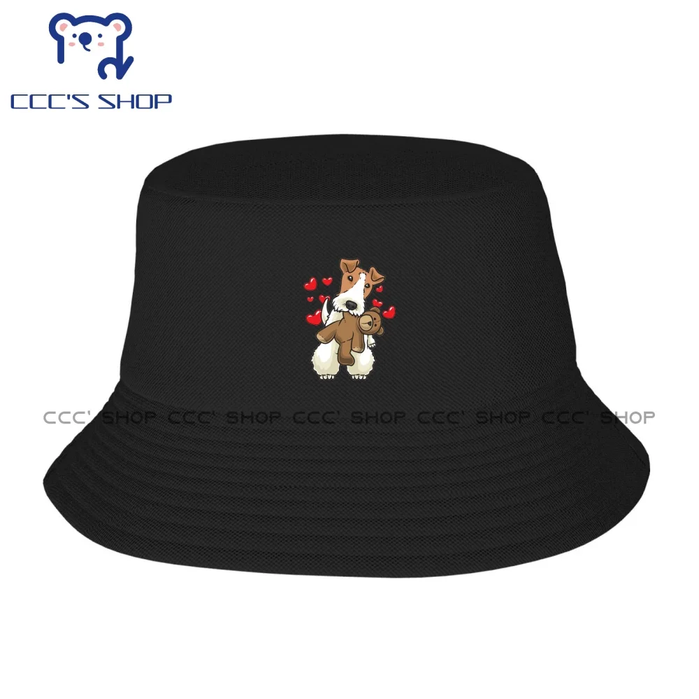 Fox Terrier Wirehaired Dog with Stuffed Animal  Baseball cap Snapback Caps Knitted Hat