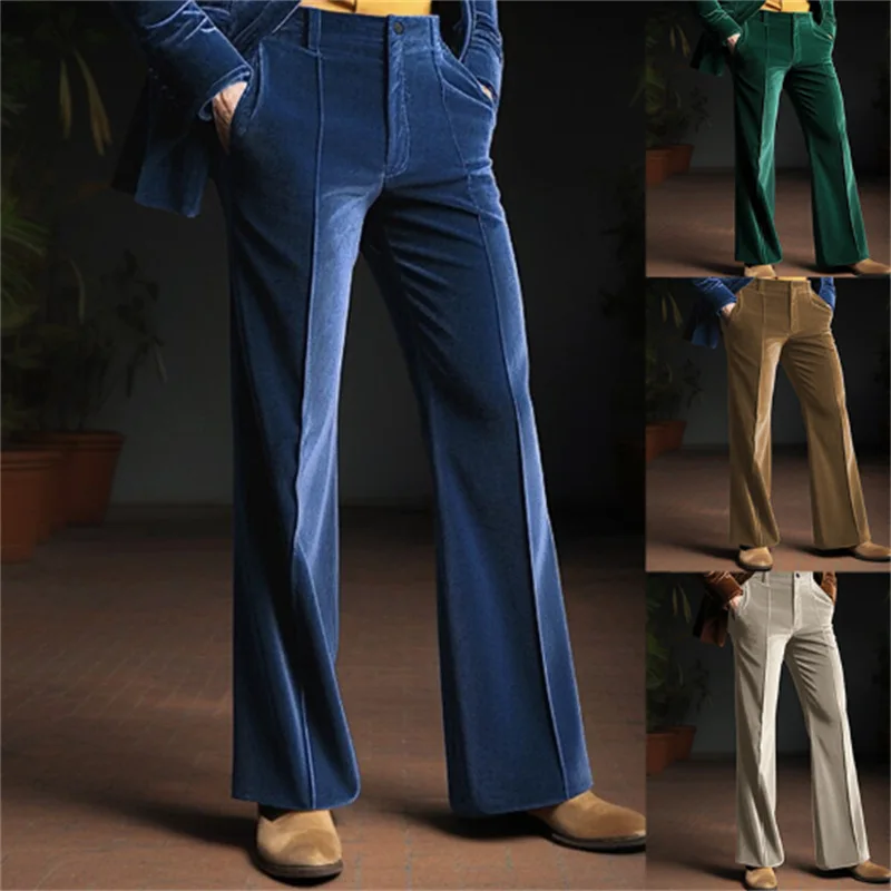 2025 New Fashion American European Male Pants Clothes Men's Formal Simple Basic Casual Business Slim Solid Color Flare Trousers