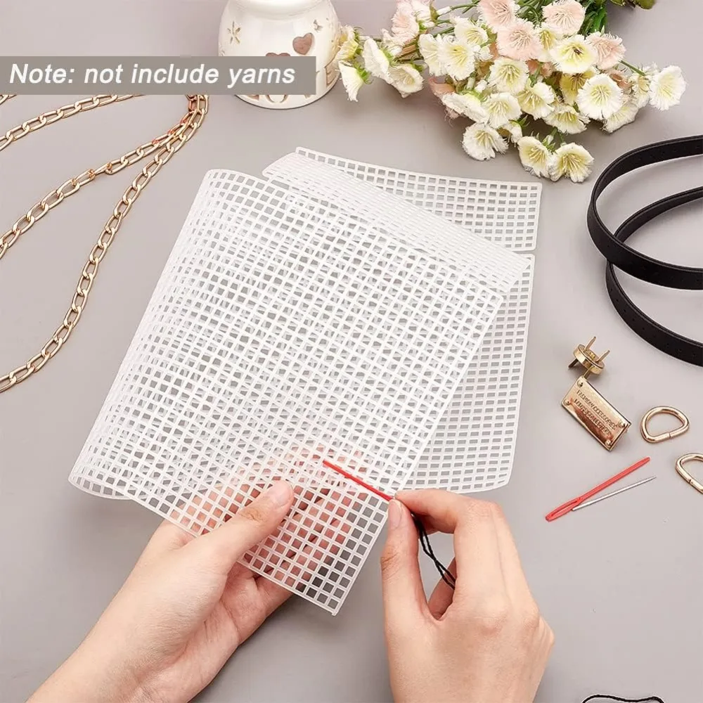 DIY Knitting Crochet Bags Kit, Hand-Knit Woven Bag Making Kit Mesh Plastic Canvas Sheets for Embroidery Cross Stitch