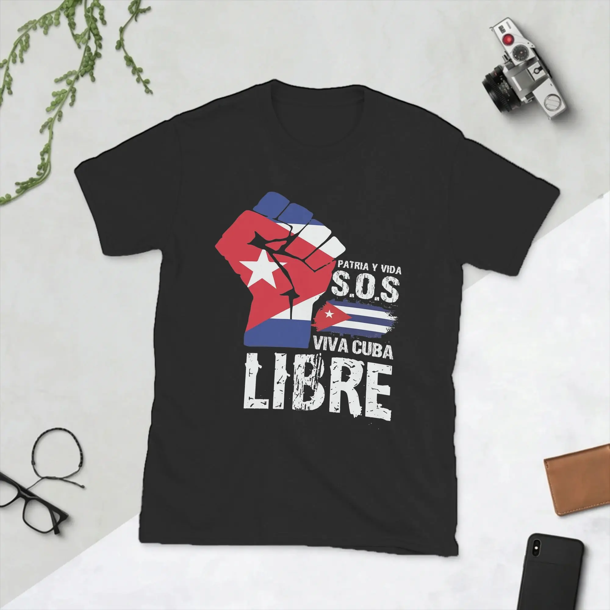 Men's T-Shirt Sos Patria Y Vida Viva Cuba Libre Vintage Cotton Tee Shirt Short Sleeve  T Shirt Round Neck Clothing Gift