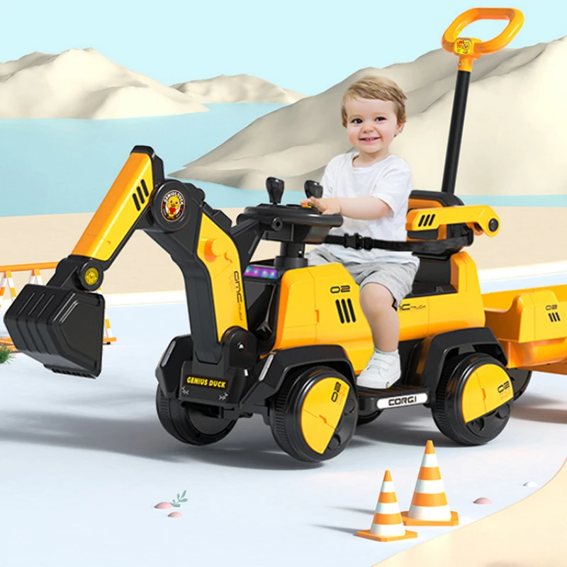 Large Excavatable Children's Excavator, Pedestrian Electric Remote Control Engineering Vehicle, Electric Toy Excavator