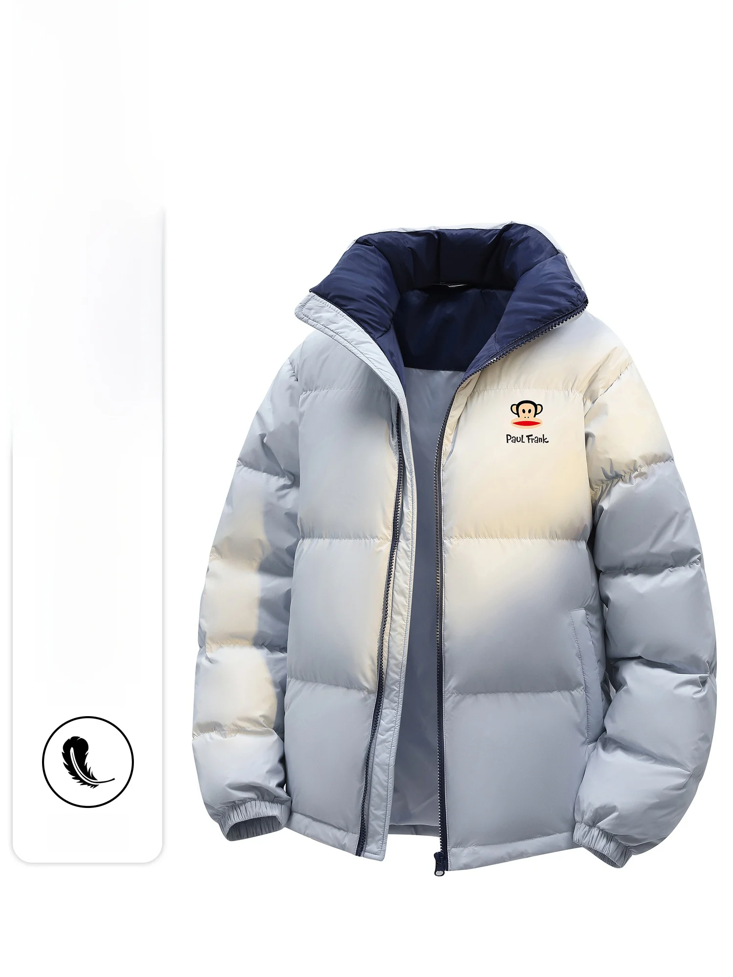 

Мужская зимняя куртка Paul Frank Monkey Loose Fit с воротником-стойкой, в стиле колор-блок, теплая, молодежная, модная, из полиэфирного волокна