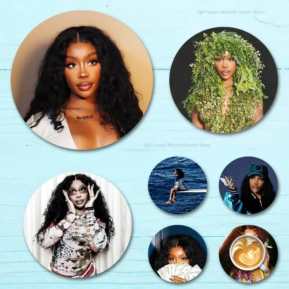 

S-SZA SOS Singer Round Anime Wooden Coasters DIY Decorations Birthday Valentine Gifts