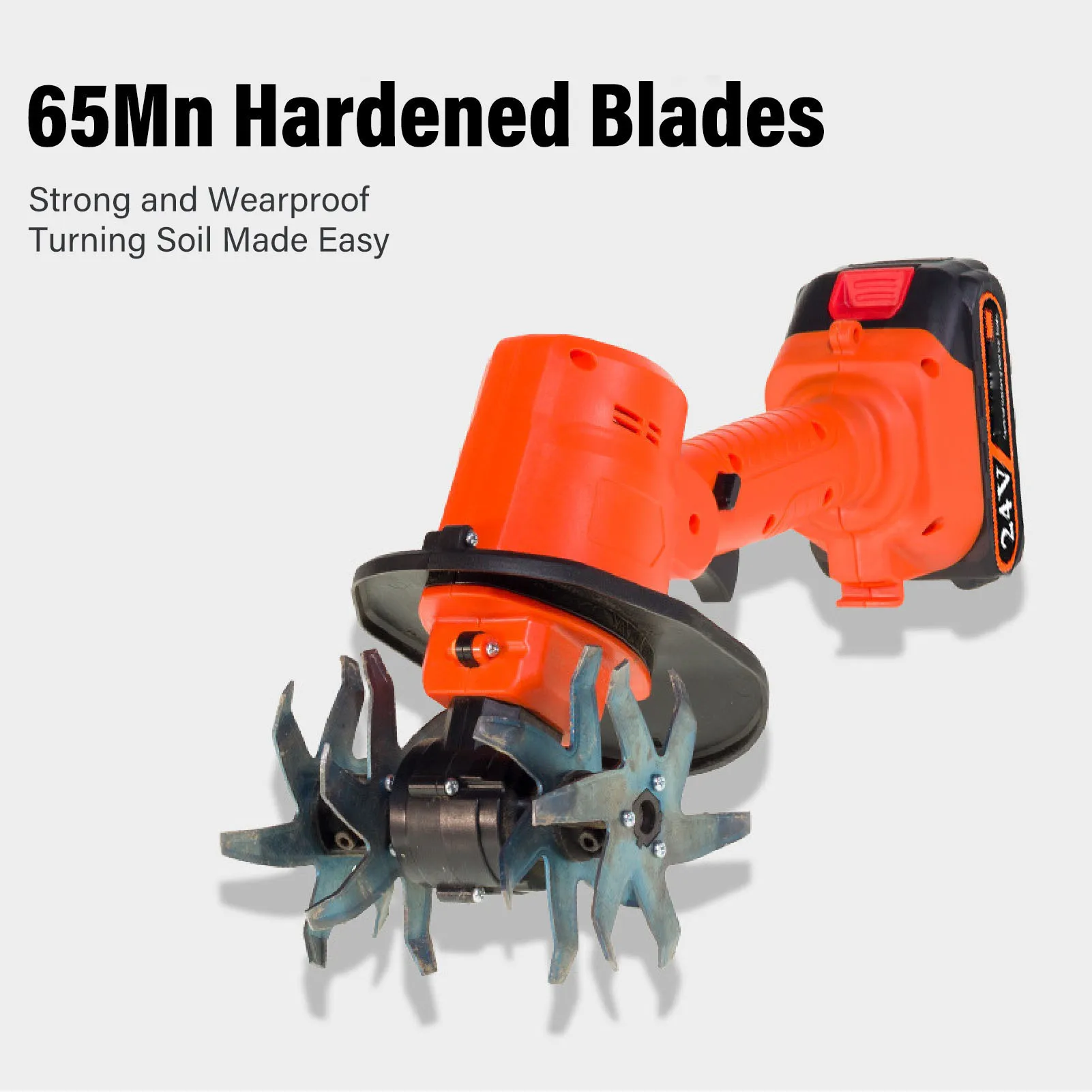 

Electric Tiller Cordless Tiller Cultivator Comfortable Grip Electric Garden Tiller Efficient 1500mAh Battery Powered Rototiller