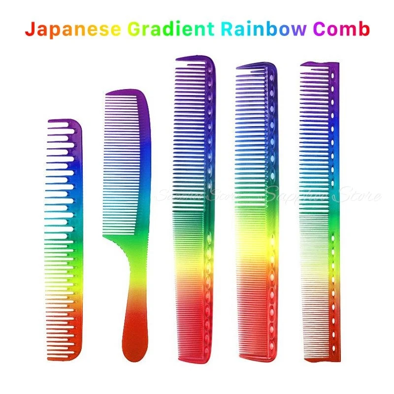 

Japanese Anti-Static Rainbow Colorful Hair Comb Double Head Entangled Comb Hair Styling Tool Salon Barber Hairdressing Comb