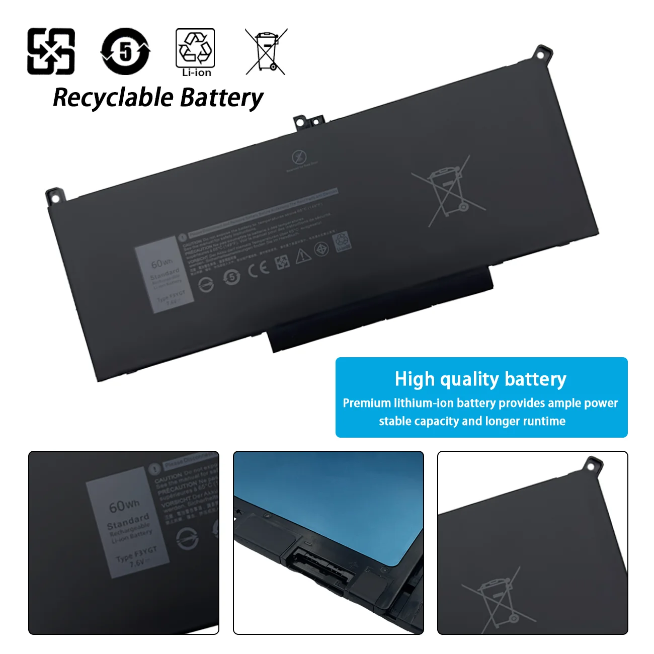 F3YGT Laptop Battery For Dell 7480 2X39G Latitude 7480 7390 7280 7290 7380 7490 E7280 E7480 E7490 12 7000 13 7000 14 7000 Series