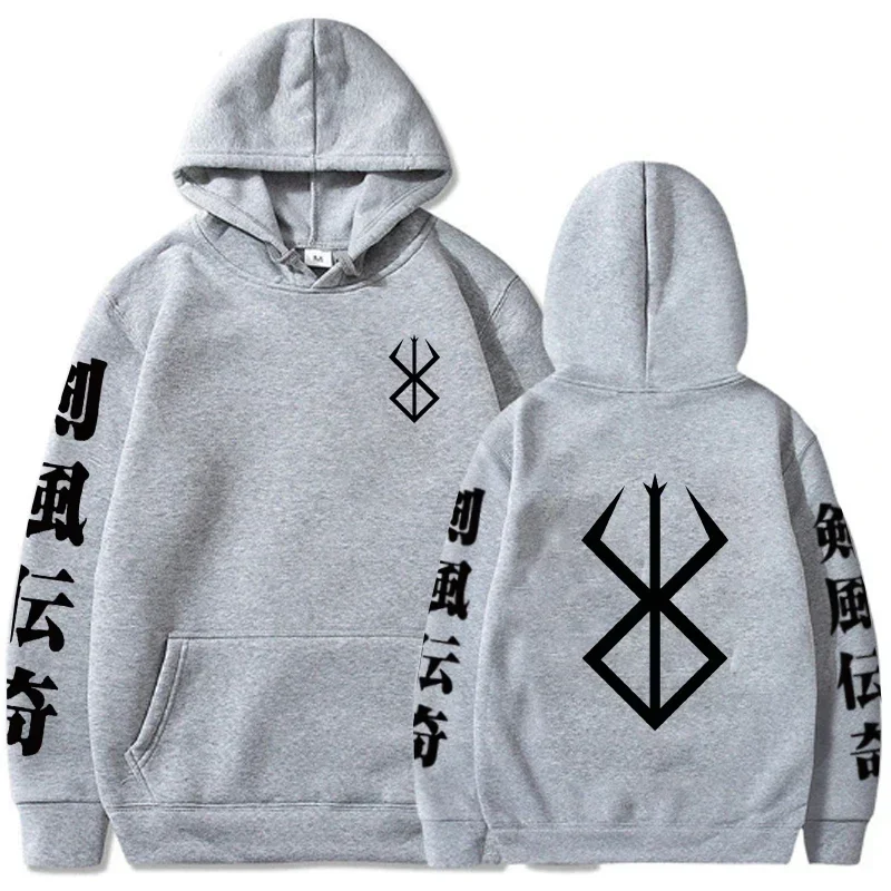 Sudadera con capucha para hombre y mujer, suéter de manga larga con logo de Berserk, estilo hip hop, holgado e informal, gran tamaño, 2024