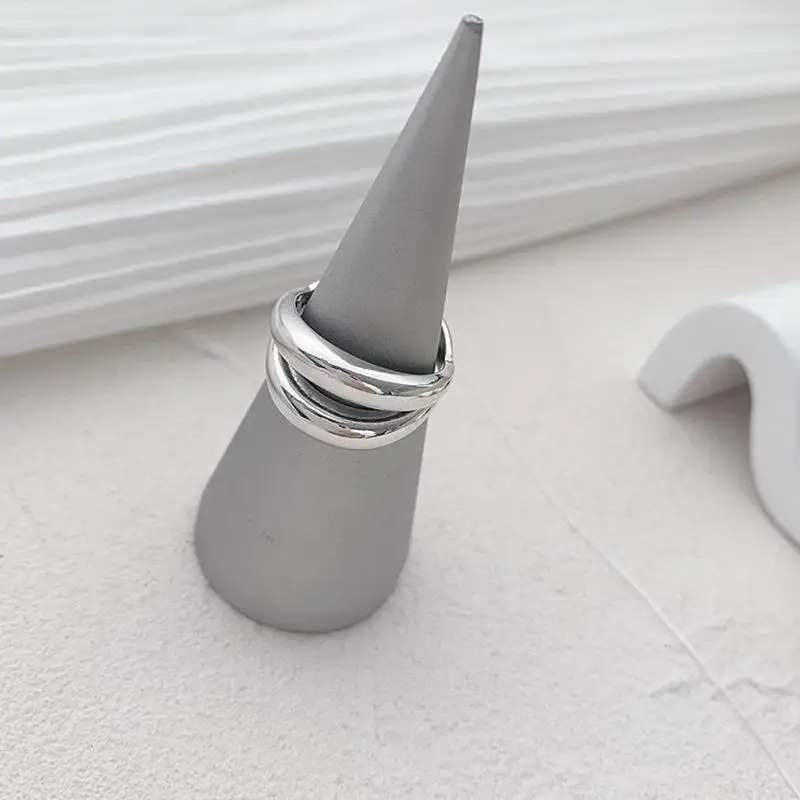 925 Sterling Silver Rings Party Jewelry Vintage Charm Double Layer Geometric Nail Design Accessories Gift Dropship - view 5