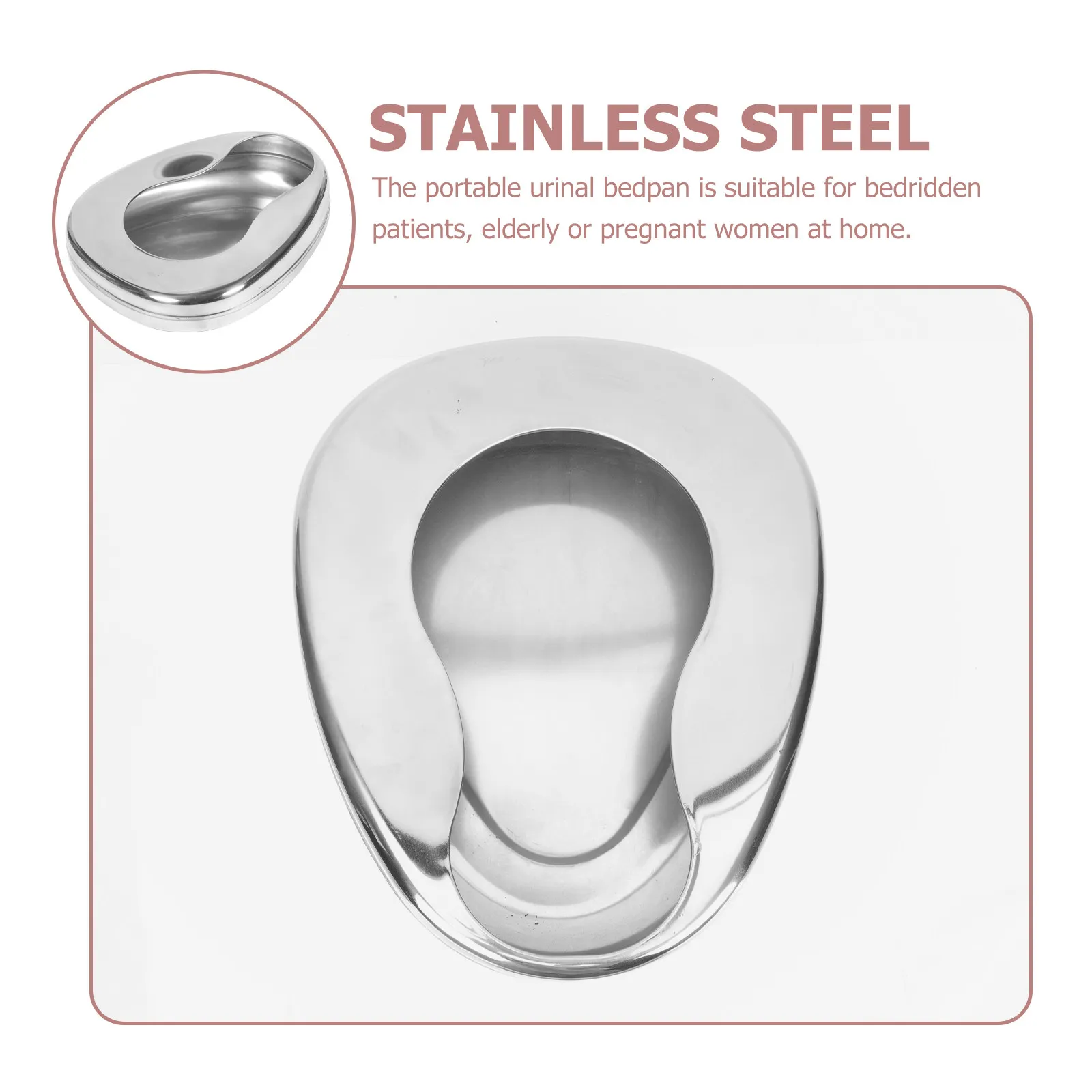 

Stainless Steel Bedpan Urinal Durable Smooth Non-Stick Anti-Spill For Bedridden Patients Elderly Pregnant Women Portable Female