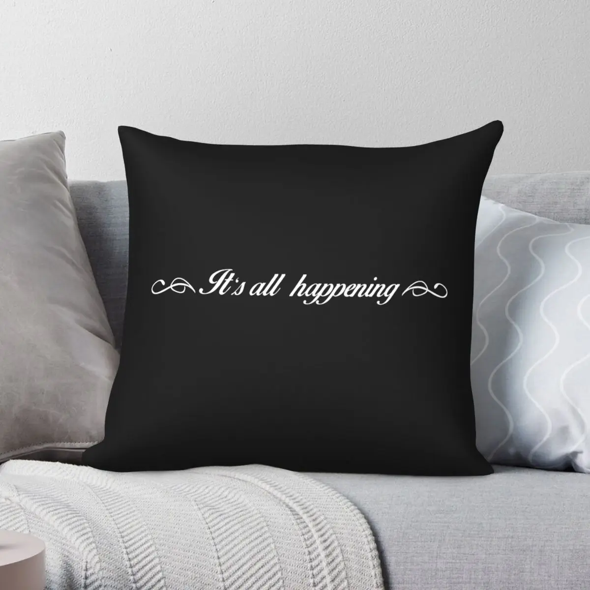 It's All Happening Vanderpump Rules Quadratischer Kissenbezug aus Polyester, Leinen, Samt, kreatives Reißverschluss-Dekor für Zuhause