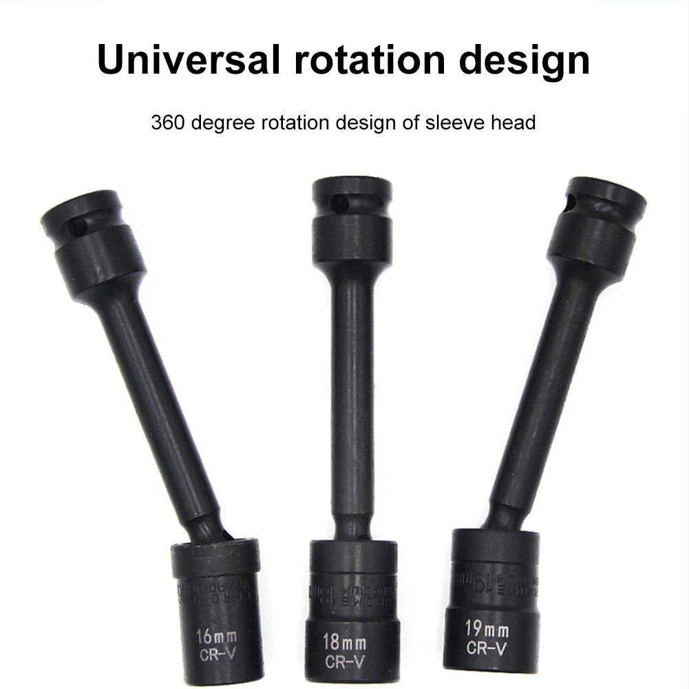 7 Piece 1/2 Inch Drive Impact Driver Extension Bar Set with Universal Swivel for Auto Repair and Home Use