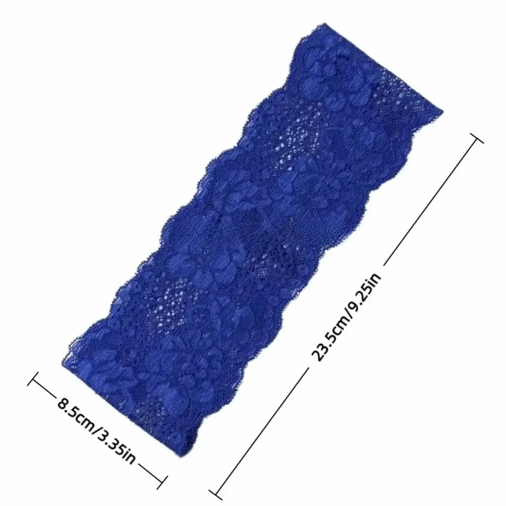 Fashion Adjustable Hollow Lace Headband Floral Flower Elastic Hair Band Supporter Gear Solid Color Wide Headband For Women image 6