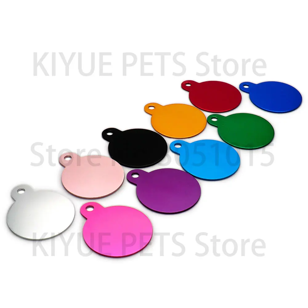Wholesale 100Pcs Round Dog ID Tags Aluminum Customized Name Address Phone Text ID Tag Personalized Engraving Pet ID plate Tag
