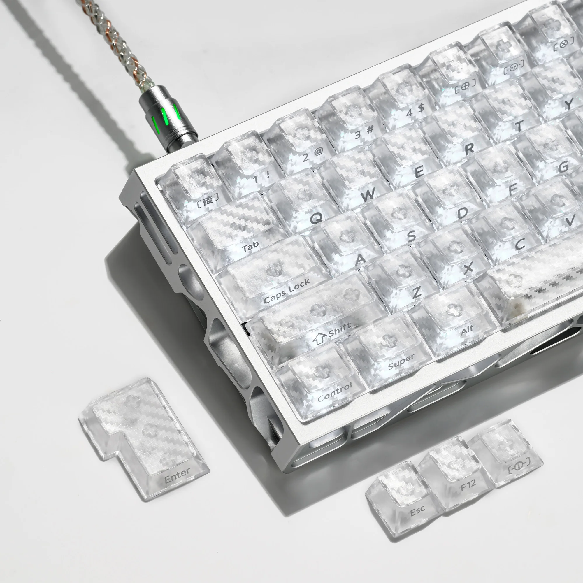 XVX Woven Texture PC Translucent Keycaps Frosted Feel Side Printed Cherry Profile Key Cap 87/119 Keys